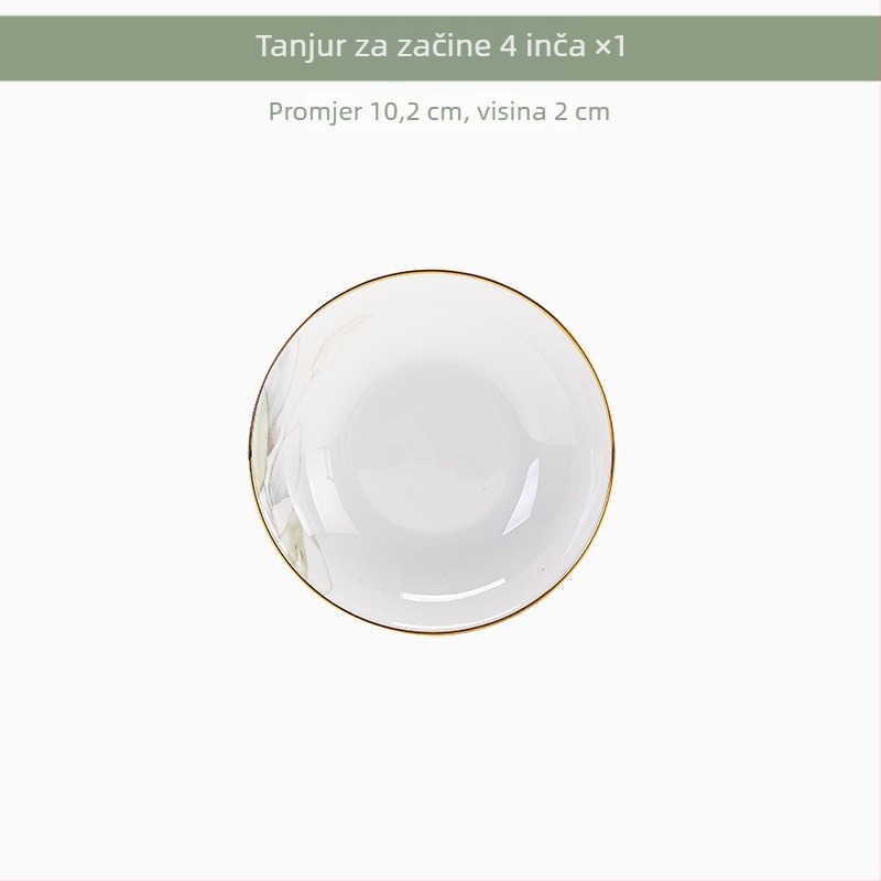 Porcelanski set posuđa s zdjelicama i pločama s cvjetnim uzorkom, siguran za mikrovalnu, glazirani završni sloj, dva promjera 11–12 cm i 15–16 cm, savršen poklon