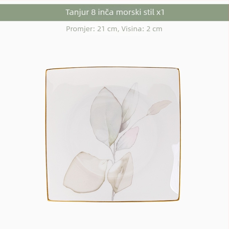 Porcelanski set posuđa s zdjelicama i pločama s cvjetnim uzorkom, siguran za mikrovalnu, glazirani završni sloj, dva promjera 11–12 cm i 15–16 cm, savršen poklon