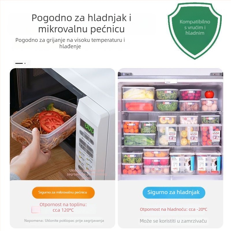 Kutija za hladnjak s poklopcem, prozirna plastična kutija za jaja i knedle, mikrovalna sigurnost i zamrzavanje, bez curenja