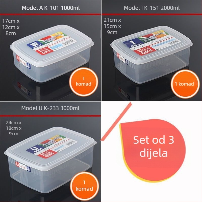 Kutija za hladnjak s poklopcem, prozirna plastična kutija za jaja i knedle, mikrovalna sigurnost i zamrzavanje, bez curenja