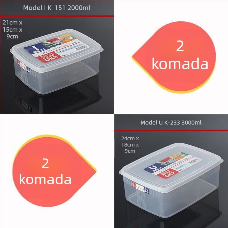 Kutija za hladnjak s poklopcem, prozirna plastična kutija za jaja i knedle, mikrovalna sigurnost i zamrzavanje, bez curenja