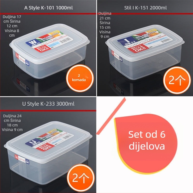 Kutija za hladnjak s poklopcem, prozirna plastična kutija za jaja i knedle, mikrovalna sigurnost i zamrzavanje, bez curenja