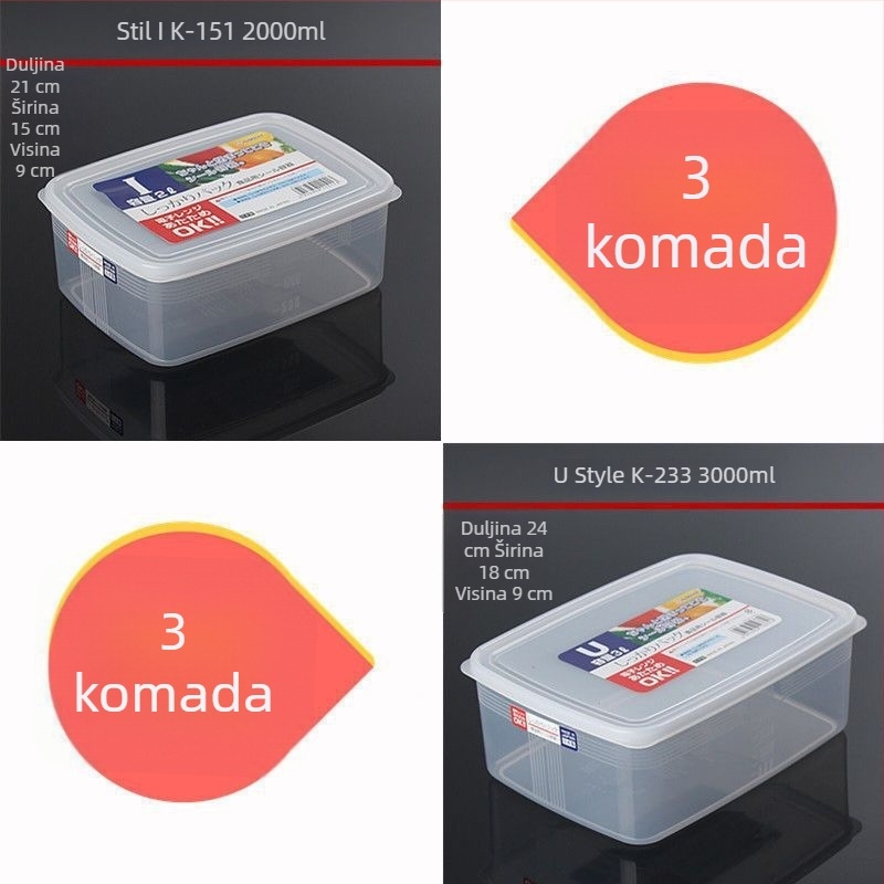 Kutija za hladnjak s poklopcem, prozirna plastična kutija za jaja i knedle, mikrovalna sigurnost i zamrzavanje, bez curenja