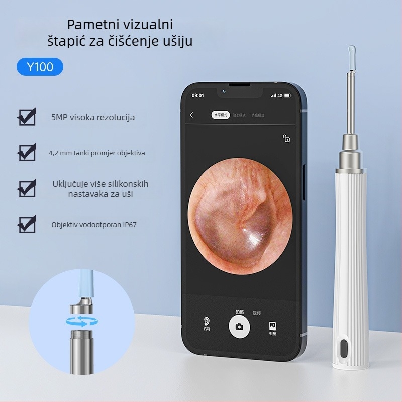 Nova vizualna žličica za uho s HD kamerom i Wi‑Fi endoskopom