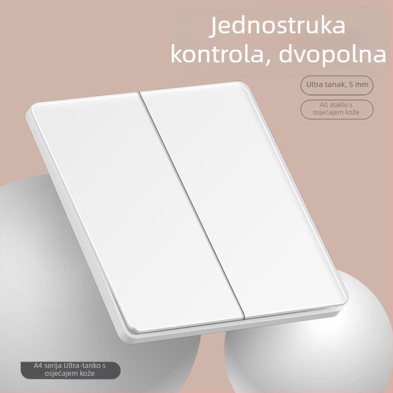 86-typ ultra-tanki ogledni panel od kaljenog stakla za zidnu instalaciju — 1-gang, 5 otvora, 16A 3-položna utičnica