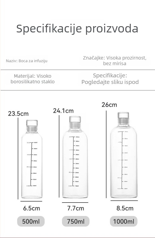 Premium staklena boca za kućnu vinifikaciju, zatvorena, hrane kvalitete, za vino sa ženšenom