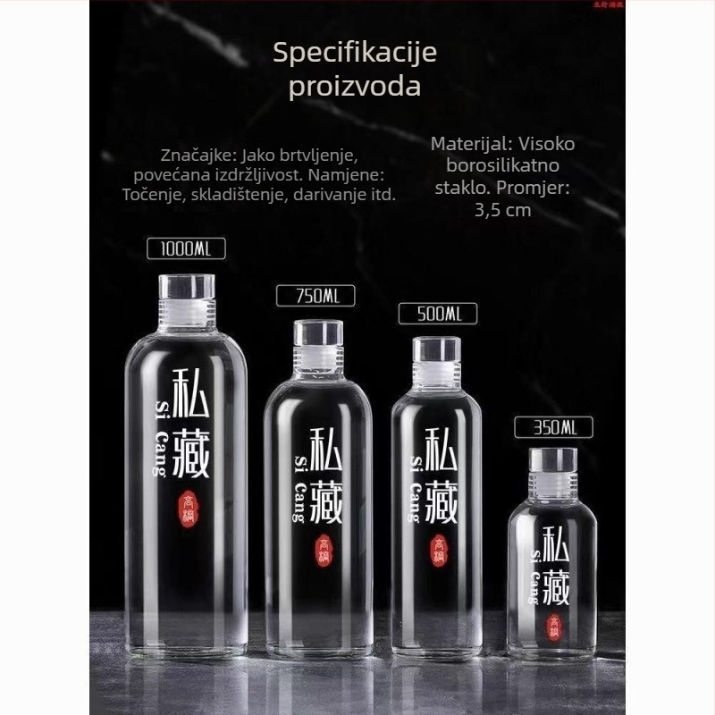 Premium staklena boca za kućnu vinifikaciju, zatvorena, hrane kvalitete, za vino sa ženšenom
