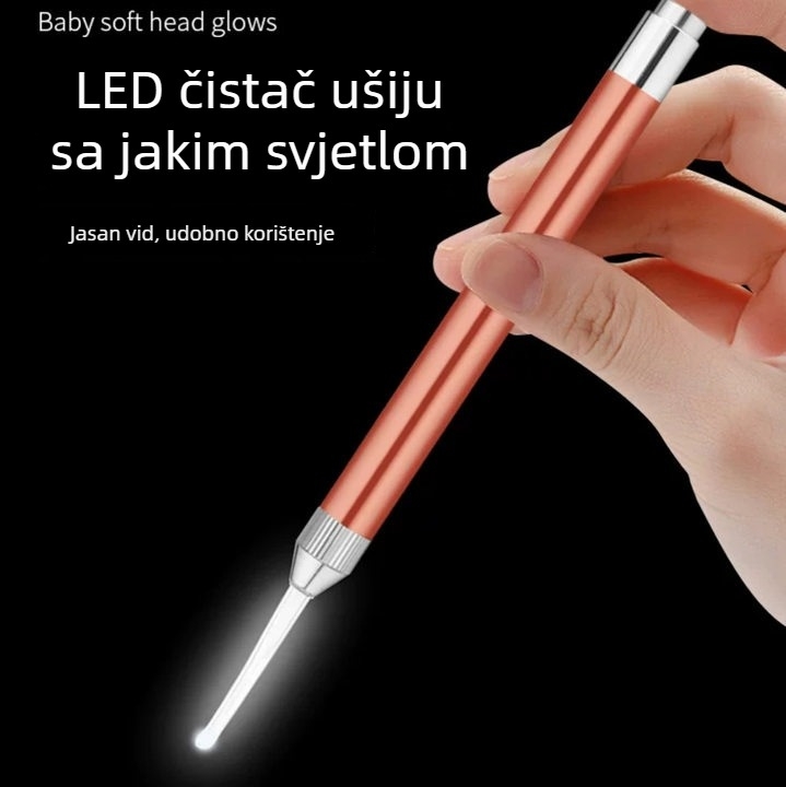 Dječja svjetleća žličica za uši, vizualni alat za čišćenje uha sa svjetlom, bez baterija, 20 g po komadu