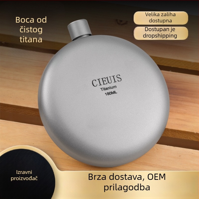 CIEUIS čista titanova flaša od 180 ml, okrugla, prijenosna za vanjsku upotrebu, EDC