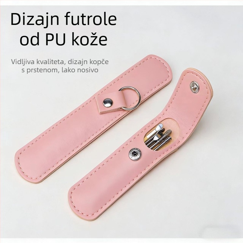 Set od 6 komada nehrđajućeg čelika za čišćenje uha, dvostruko spiralno dizajnirane žlice.