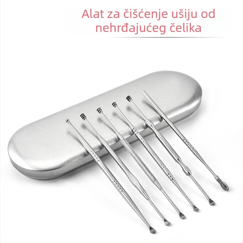 Set od 6 komada od nehrđajućeg čelika s dvostrukom glavom za višestruko čišćenje ušnog voska