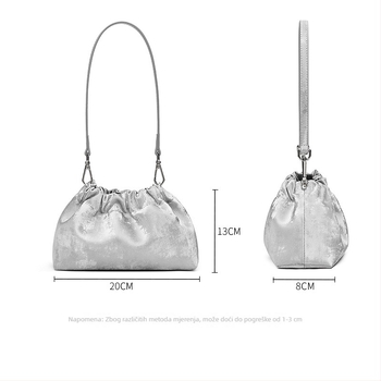Ženska torbica 2024 kineskog stila s lancem, plisirana od prave kože — mini torba za rame ili crossbody