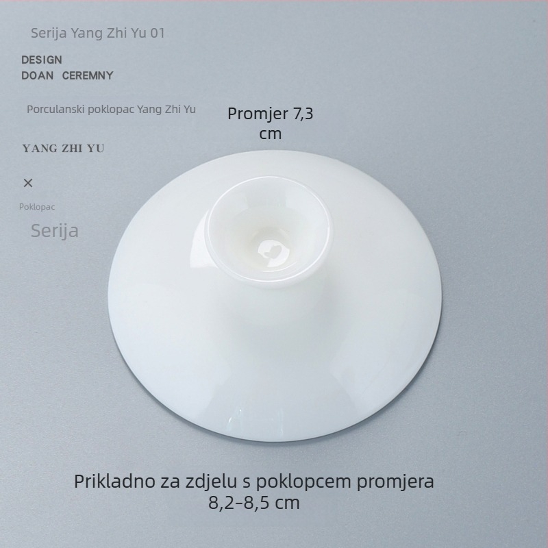 Bijeli porcelanski poklopac za Gongfu čajni set, poklopac za zdjelu s tri talenta, rezervni poklopac