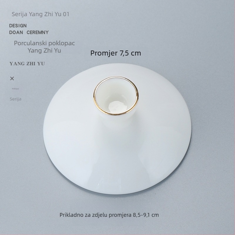 Bijeli porcelanski poklopac za Gongfu čajni set, poklopac za zdjelu s tri talenta, rezervni poklopac