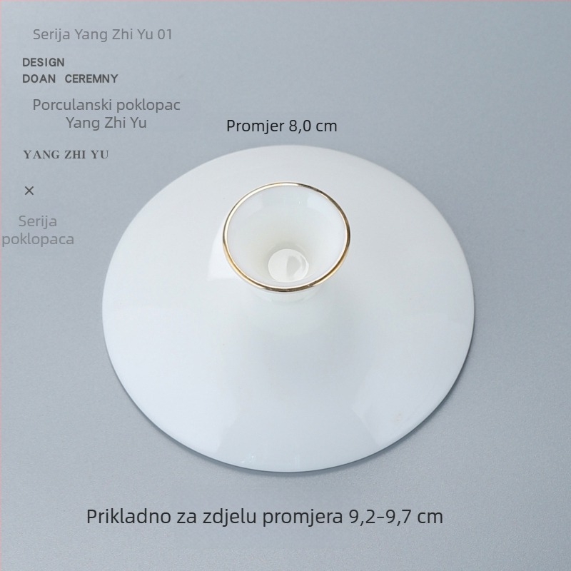 Bijeli porcelanski poklopac za Gongfu čajni set, poklopac za zdjelu s tri talenta, rezervni poklopac