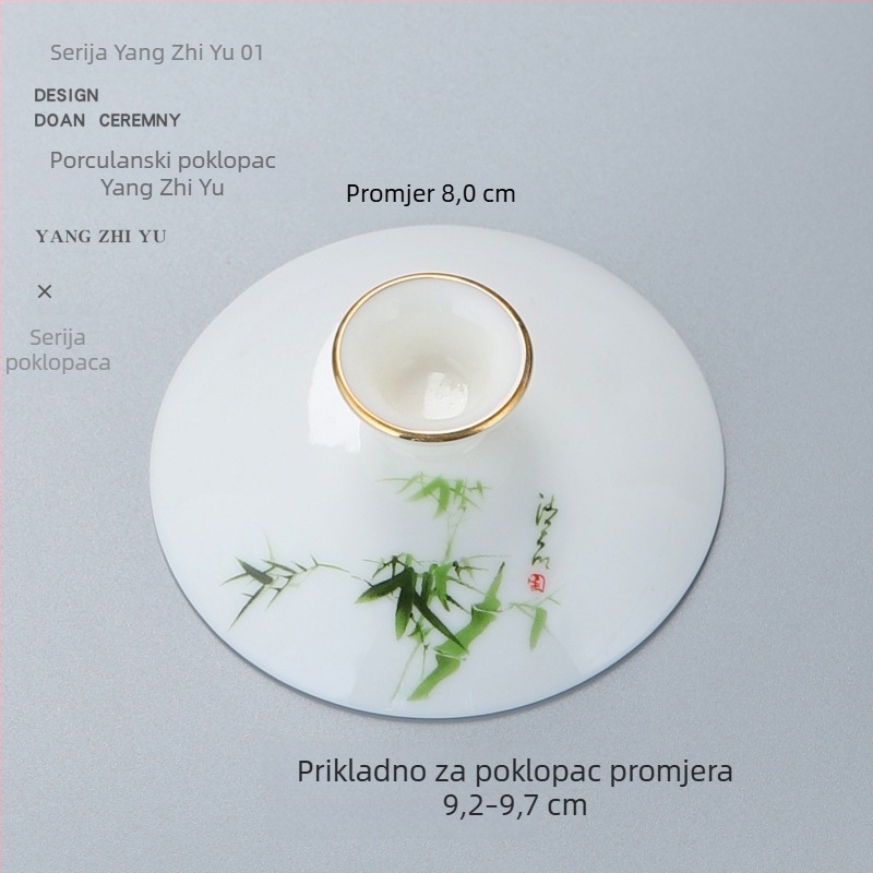 Bijeli porcelanski poklopac za Gongfu čajni set, poklopac za zdjelu s tri talenta, rezervni poklopac