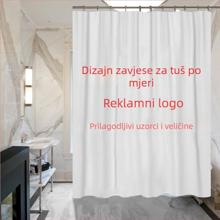 Prilagođena vodootporna zavjesa za tuširanje s digitalnom tiskom – moderni minimalistički stil