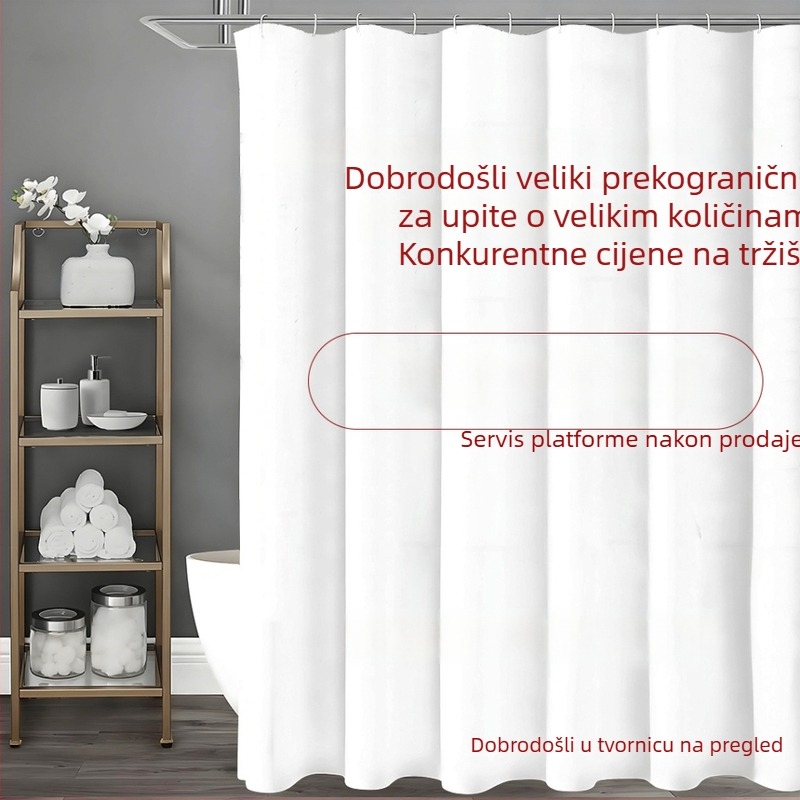 Poliesterska zavjesa za tuširanje, vodootporna, montaža bez bušenja, za kućnu kupaonicu