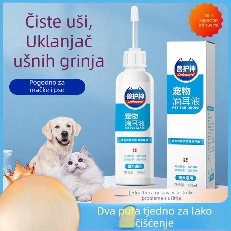 Kapi za uši za mačke i pse, univerzalno uklanjanje ušnih grinja, čišćenje ušiju, antibakterijsko, dezodorirajuće, nježno i brzo uklanjanje ušnog voska