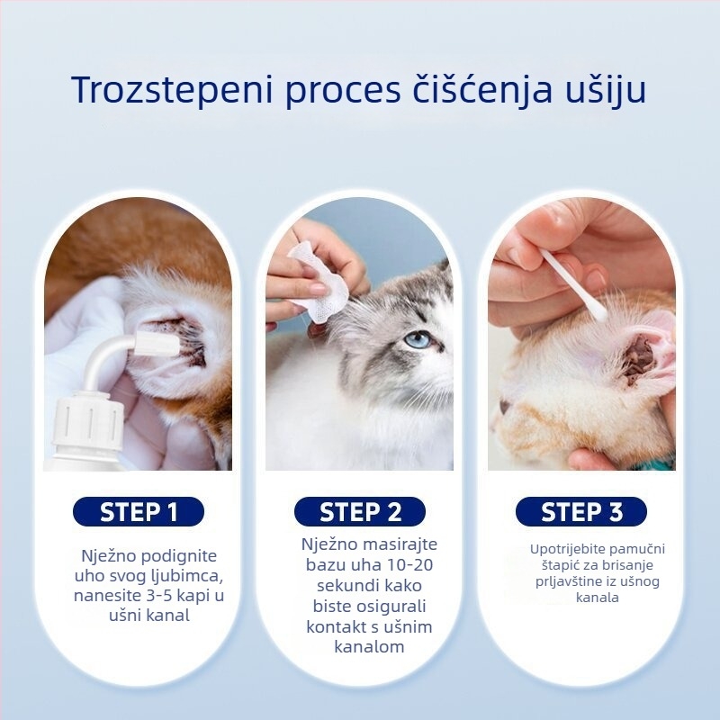 Kapi za uši za mačke i pse, univerzalno uklanjanje ušnih grinja, čišćenje ušiju, antibakterijsko, dezodorirajuće, nježno i brzo uklanjanje ušnog voska