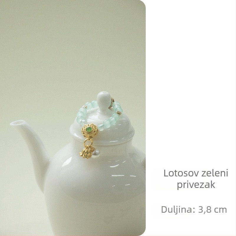 Ručno izrađen dodatak za posudu s poklopcem i uzicom, dekor čajne ceremonije, nježan mali privjesak