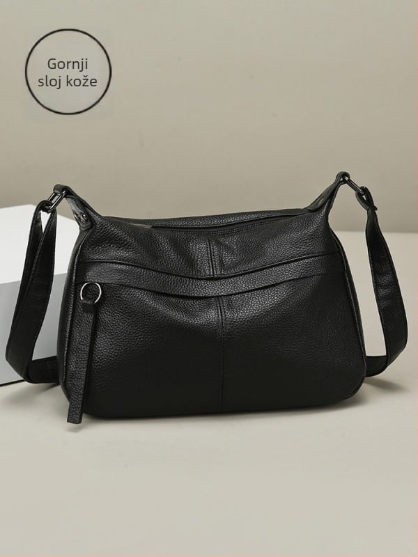 Ženska torbica od prave kože, ramenska i crossbody torba, velika kapaciteta, meka kravlja koža, moda 2026