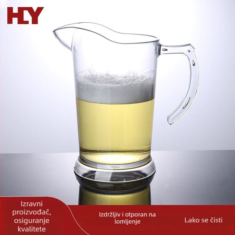 Prozirni plastični bokal za pivo s ručkom i oštrim izljevom, 1,5 L (1500 ml)