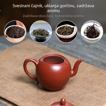 Yixing čajnik od purpurnog pijeska, ručna izrada, Da Hong Pao Kung Fu, dizajn ramena Meiren