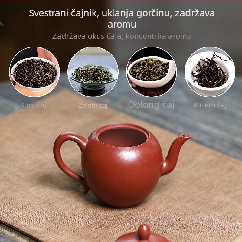 Yixing čajnik od purpurnog pijeska, ručna izrada, Da Hong Pao Kung Fu, dizajn ramena Meiren