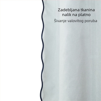 Tuš zavjesa od poliestera s imitacijom lana, S rubom, jednobojna, vodootporna, za kupaonicu, s kukama
