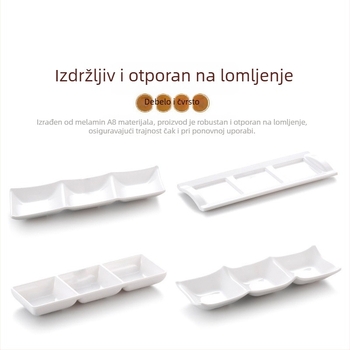 Yangge posuda s tri odjeljka za umake, imitacija porculana, melamin, pogodna za hot pot i roštilj u komercijalnim kuhinjama