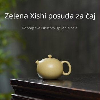 Autentičan čajnik od Yixing Purple Clay, ručna izrada, originalna mineralno zelena Xishi posuda, Kung Fu kućni čajni set
