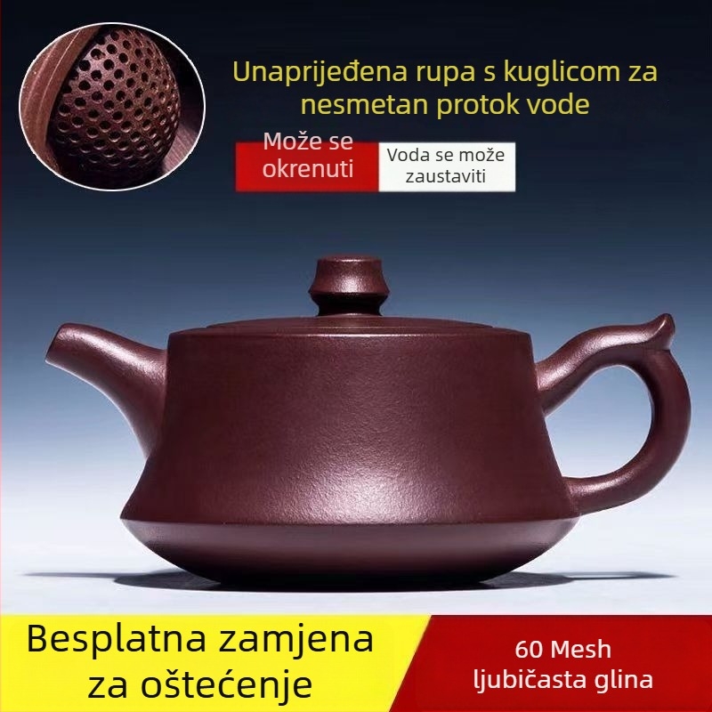 Autentični Yixing čajnik od ljubičaste pijeskovite glinene, kućna kolekcija, stara ljubičasta glina, poklopac i baza, Gongfu čajnik, dar