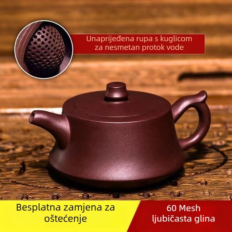 Autentični Yixing čajnik od ljubičaste pijeskovite glinene, kućna kolekcija, stara ljubičasta glina, poklopac i baza, Gongfu čajnik, dar