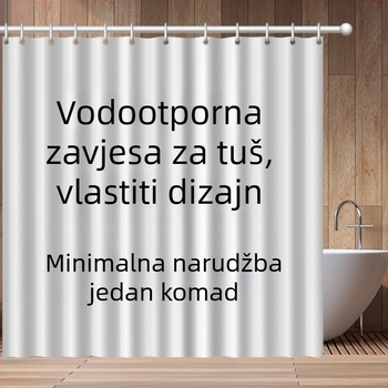 Kupaonska tuš zavjesa s fotografijama, vodootporna zavjesa za kupaonicu s digitalnim ispisom i pregradom otporom na vlagu, kukice uključene