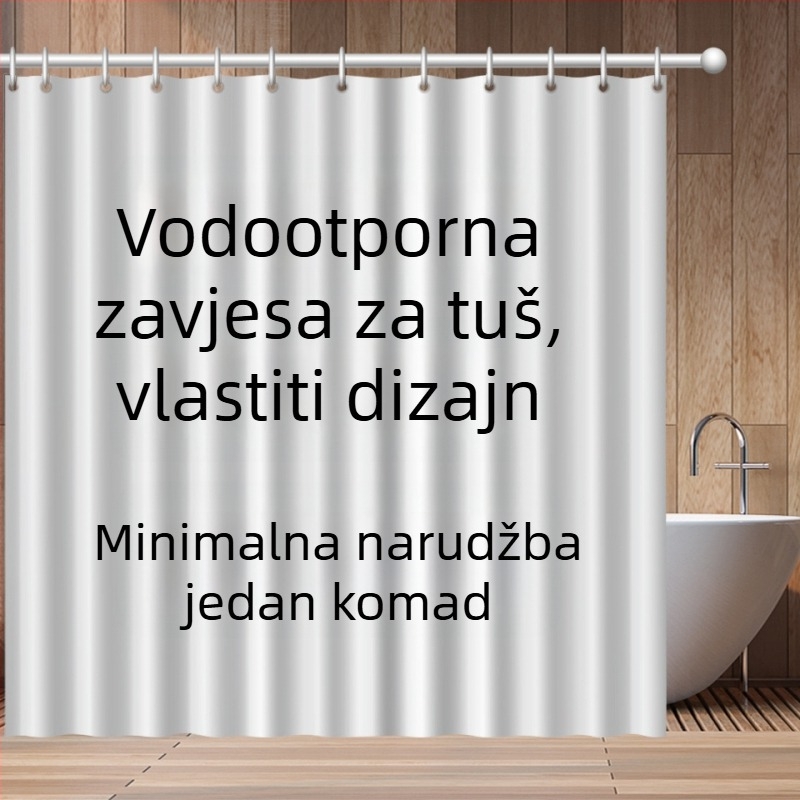 Kupaonska tuš zavjesa s fotografijama, vodootporna zavjesa za kupaonicu s digitalnim ispisom i pregradom otporom na vlagu, kukice uključene