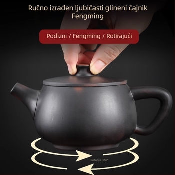 Ručni čajnik od junnanske ljubičaste gline s motivom feniksa, Kung Fu čajni set, kineski stil pripreme čaja