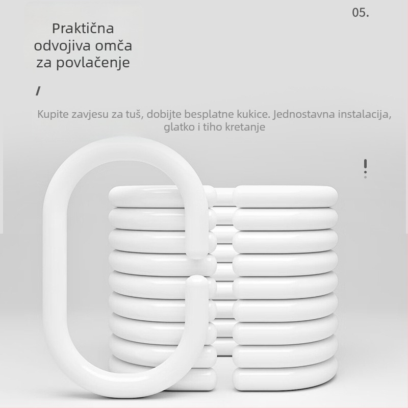 Kupaonski set zavjesa za tuširanje: debela vodootporna zavjesa otporna na plijesan, platnena zavjesa za kupaonicu, pregrada, bez bušenja
