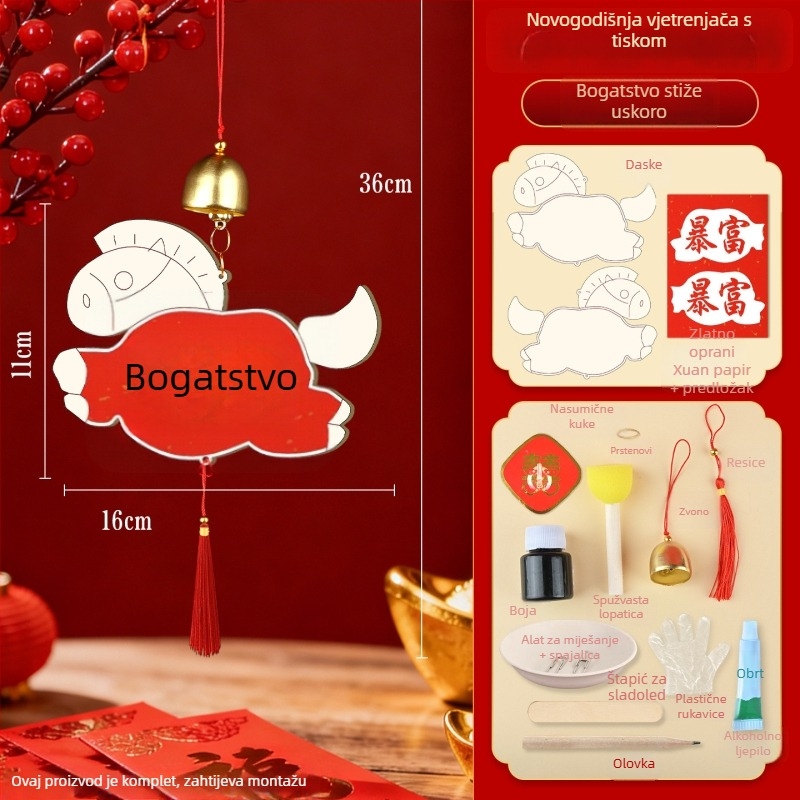 DIY komplet za drvene privjeske s znakom blagoslova u stilu otiska Godine Konja, ručno izrađene čestitke, obiteljske aktivnosti, poklon za teambuilding