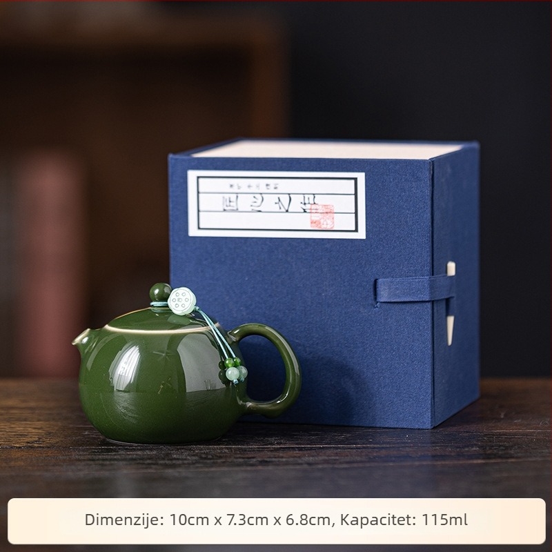 Smaragdni keramički čajnik Xi Shi, ručno izrađen za jednu osobu, protiv opeklina, s drškom, retro stil