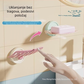 Zidni držač sapuna za kupaonicu, bez bušenja, jednostavan kremasti dizajn s odvodom