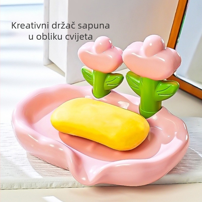 Kutija za sapun u obliku cvijeta, bez bušenja, plastična, bez poklopca, ne nakuplja vodu