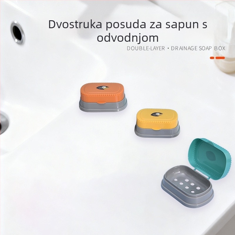 Kupaonica: dvostruko složena odvodna mreža za sapun, ručno izrađen sapunarnik, skandinavska kutija za sapun s poklopcem