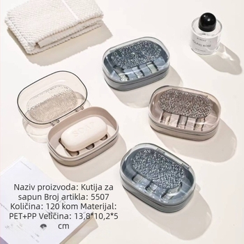 Zhuojia 5506/5507 Prozirna trostruka kutija za sapun, prijenosna za dom i školu, s odvodnim sustavom