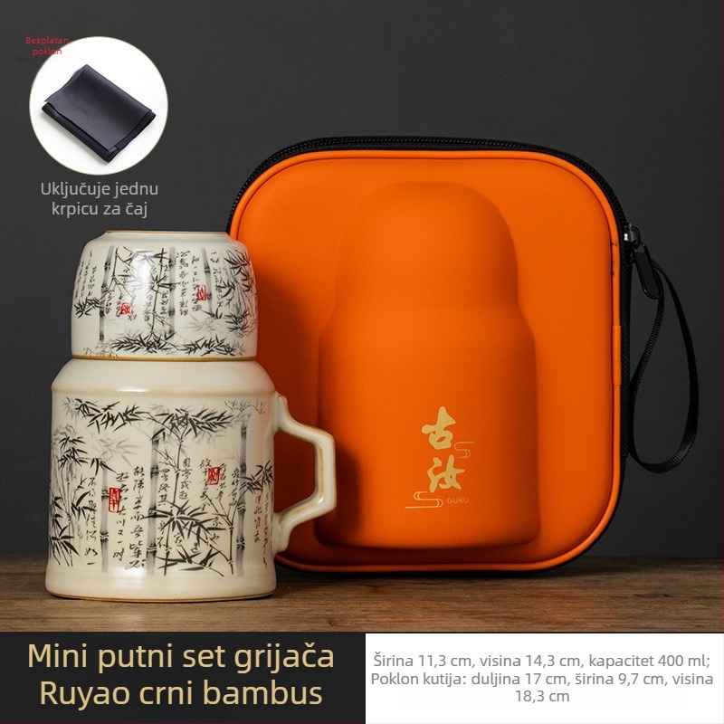 Keramički Celadon čajnik s motivom bambusa, prenosni za putovanja, velika kapaciteta