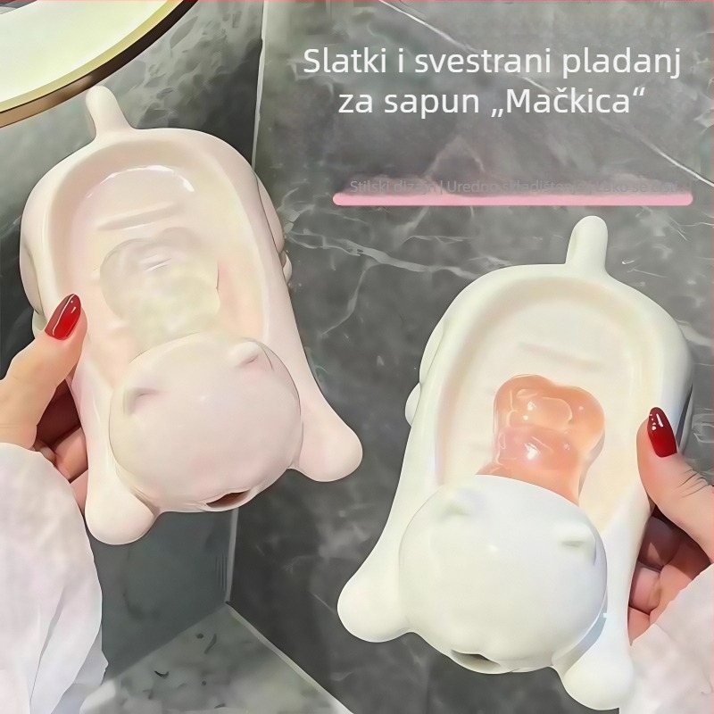 Novi tanjur za sapun s karikaturnom mačkom – kreativno i slatko za kupaonicu