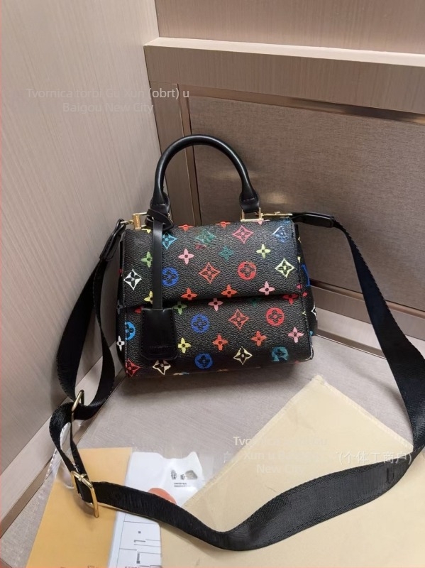 Ženska torbica Boston s oblikom jastuka, trobojna bijela, preko ramena i crossbody, PU materijal, srednja veličina, retro otisak, jesen 2025.