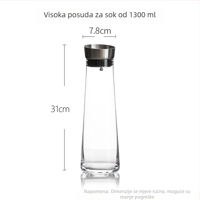 Staklena kanvica za vodu za kućnu upotrebu, debela staklena posuda za hladnu vodu, velik kapacitet za sokove i napitke, s teksturom površine