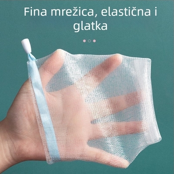 Dvostruko ručno izrađena mrežasta torbica za sapun, gel za tuširanje i sredstvo za čišćenje lica