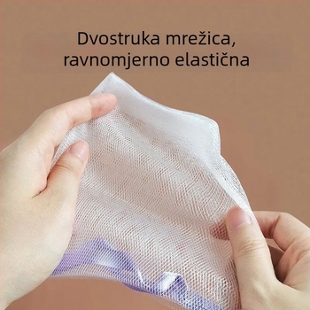 Dvostruko ručno izrađena mrežasta torbica za sapun, gel za tuširanje i sredstvo za čišćenje lica